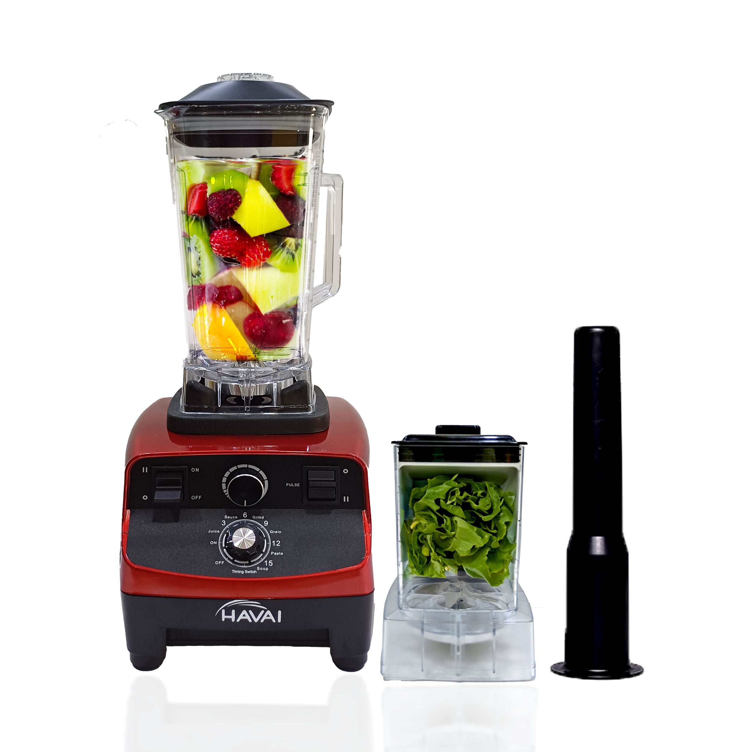 HAVAI Professional Heavy Duty Blender/Grinder/Mixer, 1200W, 2L &amp; 600ml Small Grinding Jar, Crush Ice - Make Shakes, Grind Spices and Smoothies (RED)