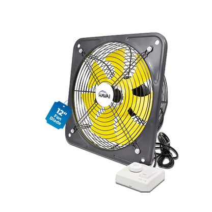 HAVAI BLDC Exhaust Fan | Power : 10W - 120W | Speed: 450-2800 RPM | Air Volume: 200-3600 m³/h | 1-Year Warranty | Stepless Speed Control | Metal Frame Included | Soundless (12-Inch Blade)