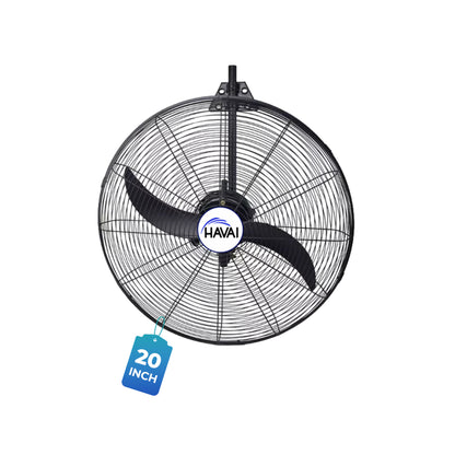 Havai BLDC Wall Mount Fan 20 Inch, 50% Savings On Electricity, High Velocity, Heavy Duty Metal For Industrial, Commercial And Residential Use, Assembly Included , Black