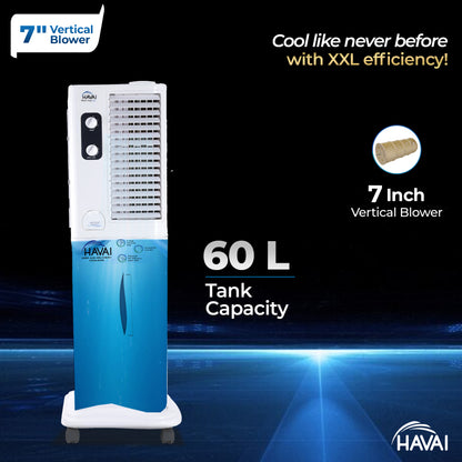 HAVAI Desert Tower XXL Cooler with Powerful Vertical ABS Blower - 60 L, White