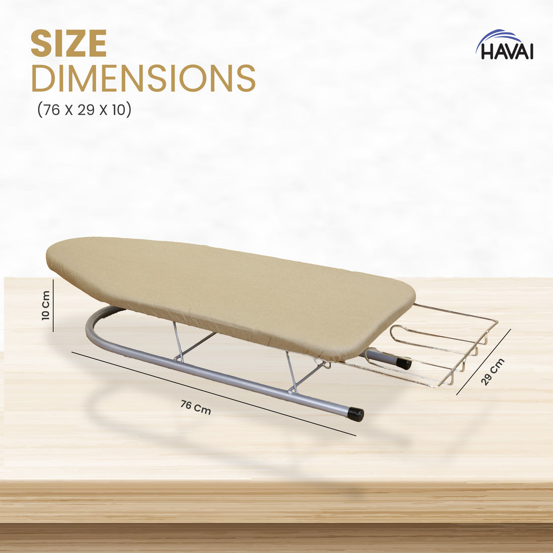 HAVAI Tabletop Ironing Board with Iron Rest- Grey, 76x29 cm Surface - Wall Mountable, Iron Rest with Silicon Pad, Heat-Resistant &amp; Space-Saving Iron Table for Ironing Clothes