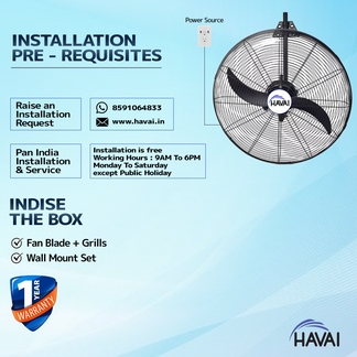 HAVAI BLDC Wall Mount Fan 26 inch, 50% Savings on Electricity, High Ve