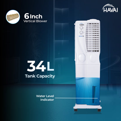 HAVAI Bullet XL Tower Air Cooler - 34 Liter, White