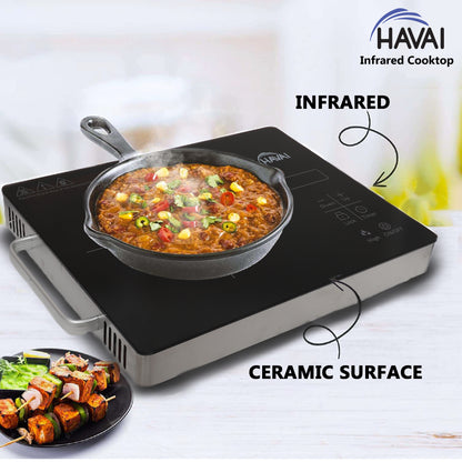 HAVAI Infrared Induction Cooktop | 2000W | Touch Functions with LED Display | All Utensil Type Usable like Steel |