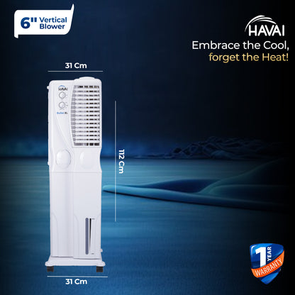 HAVAI Bullet XL Tower Air Cooler - 34 Liter, White