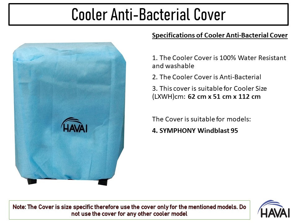 HAVAI Anti Bacterial Cover for Symphony Windblast 95 Litre Personal Cooler Water Resistant.Cover Size(LXBXH) cm: 62 x 51 x 112