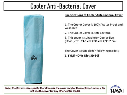 HAVAI Anti Bacterial Cover for Symphony Diet 3D-30i Black Diet Tower Cooler Water Resistant.Cover Size(LXBXH) cm:33.8 x 36 x 93.2