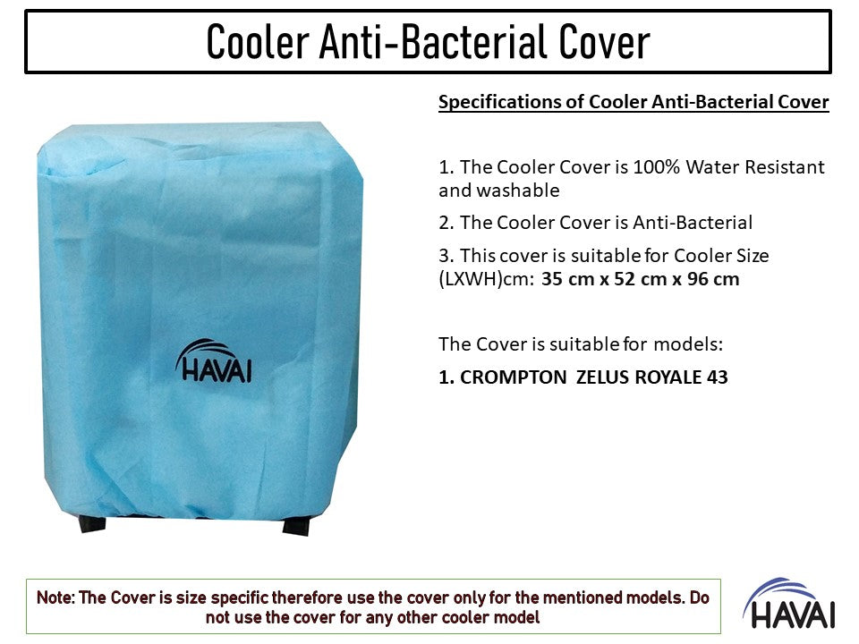 HAVAI Anti Bacterial Cover for Crompton ZELUS ROYALE 43 Litre Desert Cooler Water Resistant.Cover Size(LXBXH) cm: ‎35 x 52 x 96