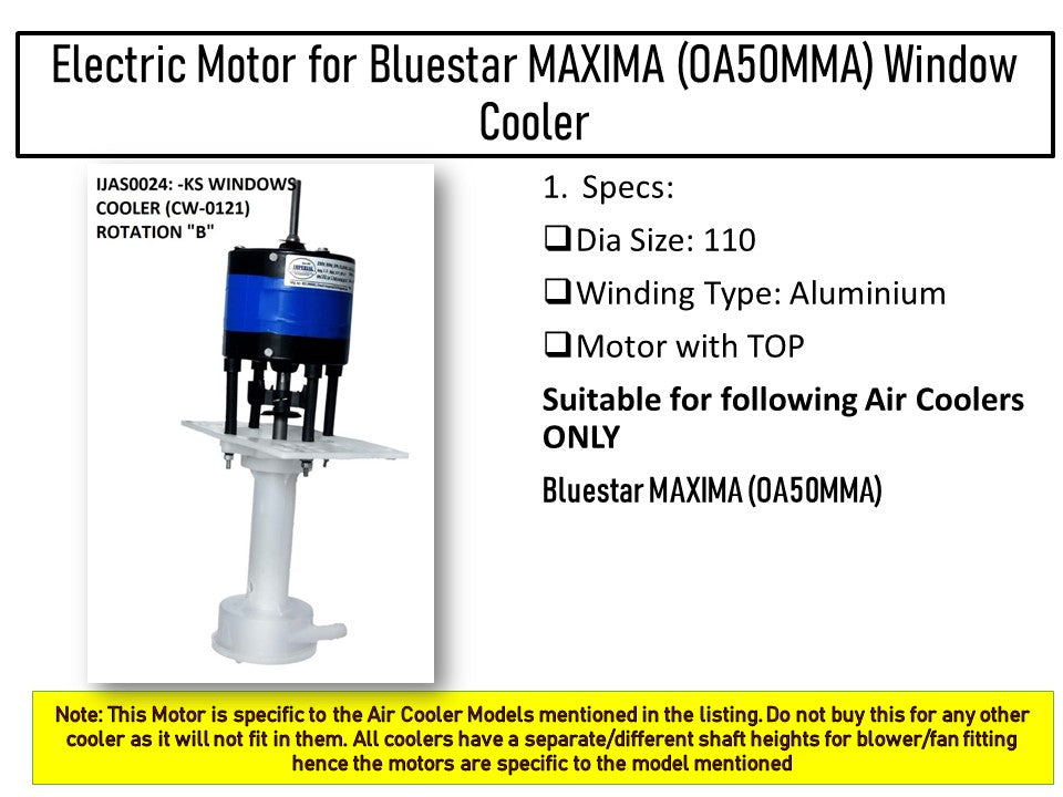 Main/Electric Motor with Pump Body - For Bluestar MAXIMA (OA50MMA) Window Cooler