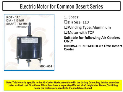 Main/Electric Motor - For HINDWARE ZETACOOL 87 Litre Desert Cooler