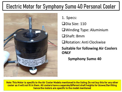 Main/Electric Motor - For Symphony Sumo 40 Litre Personal Cooler