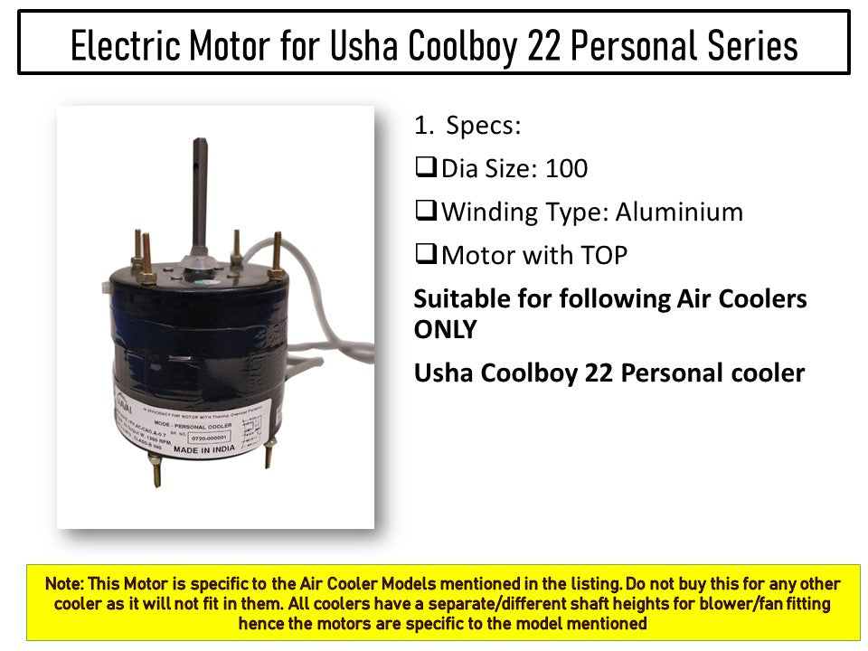 Main/Electric Motor - For Usha Coolboy 22 Litre Personal Cooler