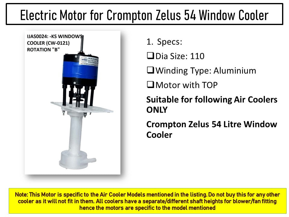 Main/Electric Motor with Pump Body - For Crompton Zelus WAC 54 Litre Window Cooler