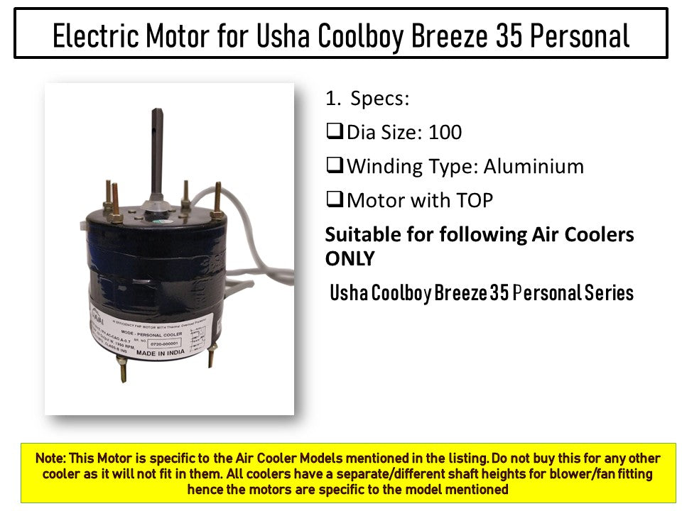 Main/Electric Motor - For Usha Coolboy Breeze 35 Litre Personal Cooler