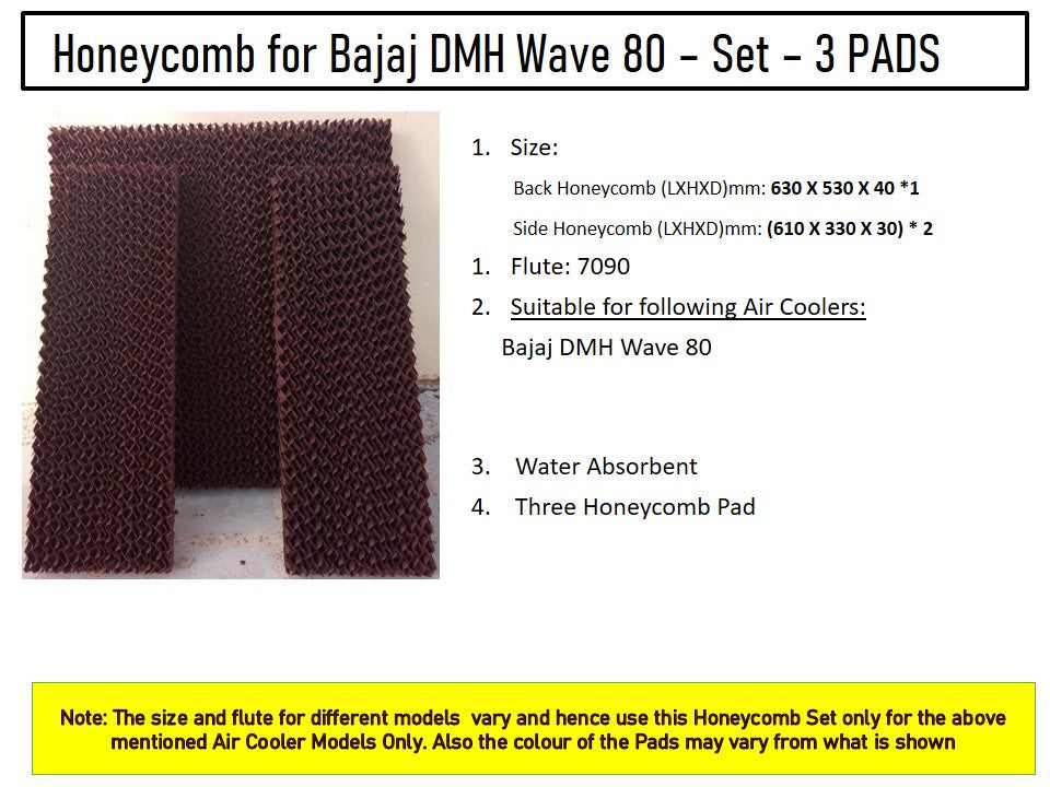 HAVAI Honeycomb Pad - Set of 3 - for Bajaj DMH Wave 80 Litre Desert Cooler