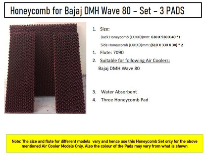 HAVAI Honeycomb Pad - Set of 3 - for Bajaj DMH Wave 80 Litre Desert Cooler