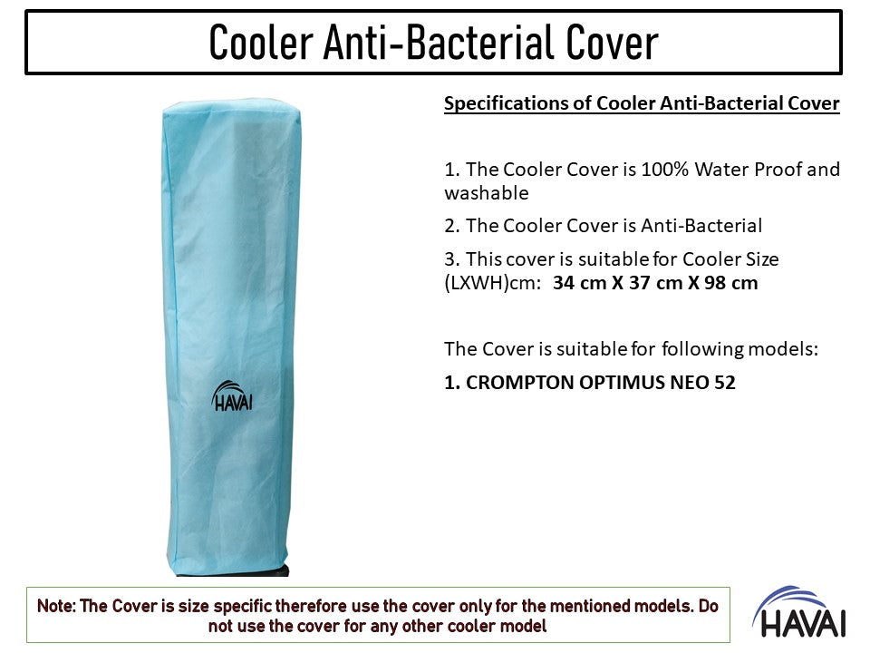 HAVAI Anti Bacterial Cover for Crompton OPTIMUS NEO 52 Litre Tower Cooler Water Resistant.Cover Size(LXBXH) cm: 34 x 37 x 98