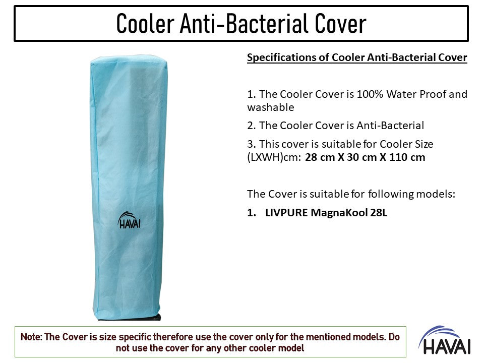 HAVAI Anti Bacterial Cover for LIVPURE MagnaKool 28L Tower Cooler Water Resistant.Cover Size(LXBXH) cm: 28 x 30 x 110