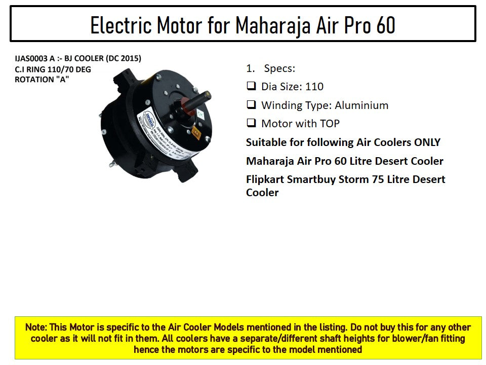 Main/Electric Motor - For Maharaja Air Pro 60 Litre Desert Cooler