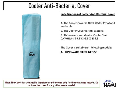 HAVAI Anti Bacterial Cover for Hindware EIFFEL NEO 58 Litre Tower Cooler Water Resistant.Cover Size(LXBXH) cm: 39.5 X 39.5 X 136.5