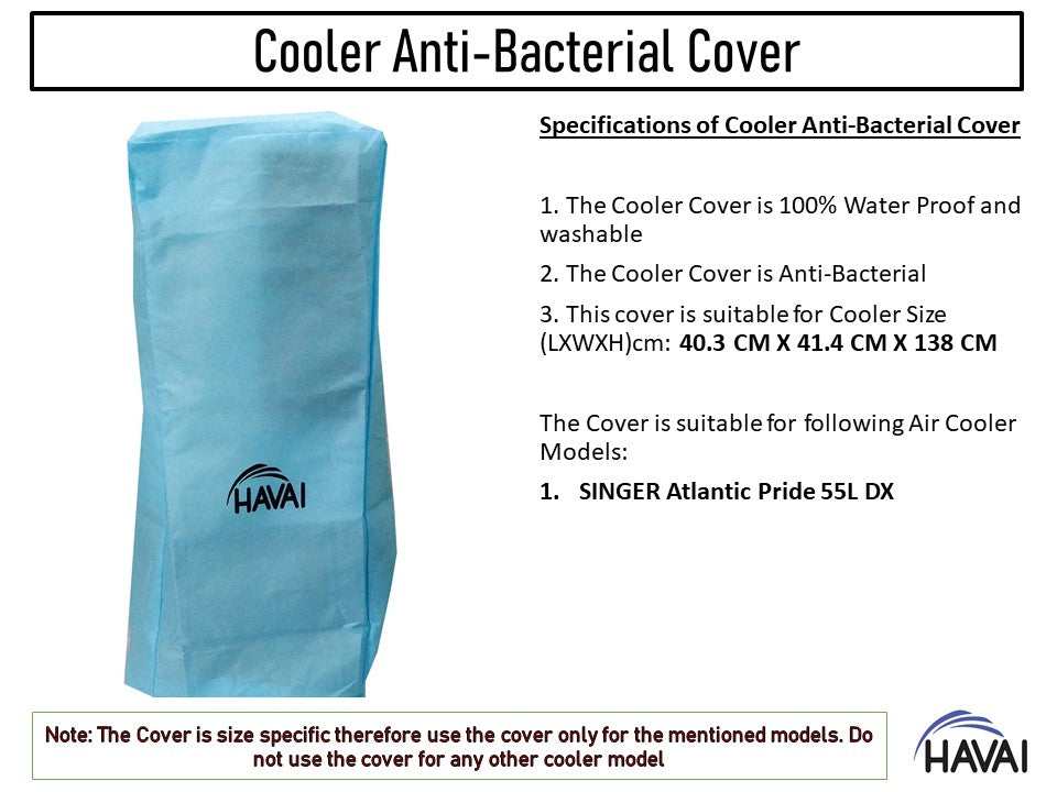 HAVAI Anti Bacterial Cover for Singer  Atlantic Pride 55L DX Tower Cooler Water Resistant.Cover Size(LXBXH) cm: 40.3 x 41.4 x 138