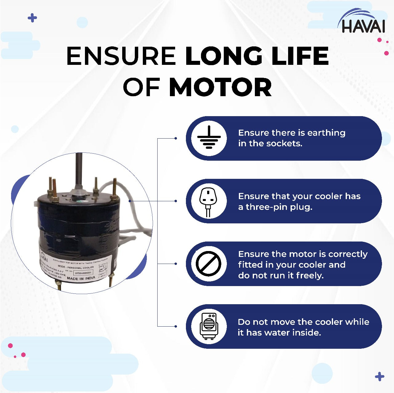 Main/Electric Motor - For Havai Bullet XL 34 Litre Tower Cooler